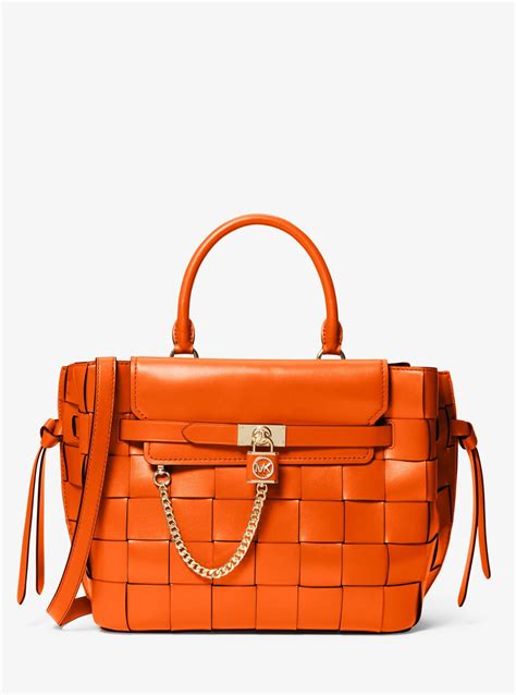 michael kors orange satchel bag|Michael Kors large satchel bag.